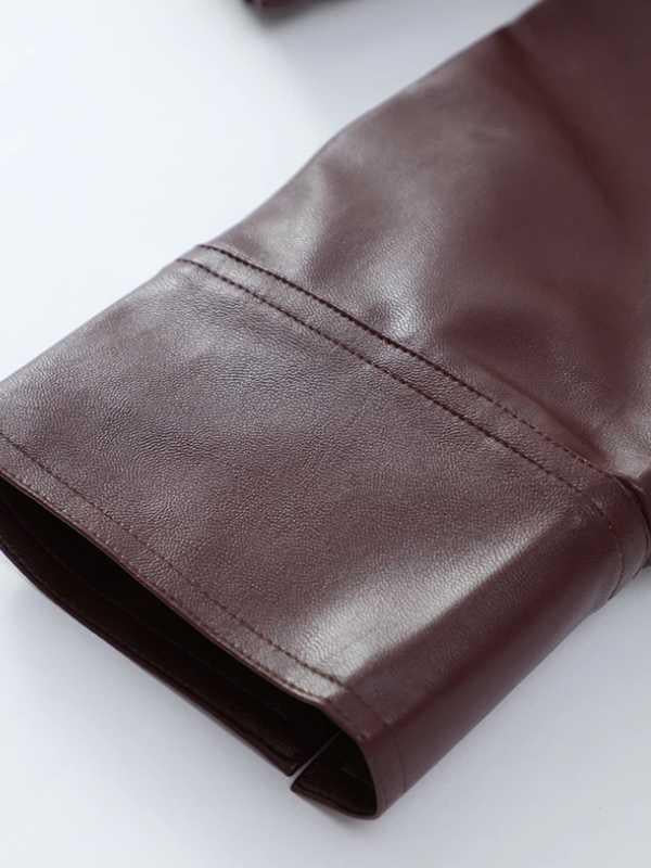 Jaqueta Feminina de Couro PU Elegante para Outono 2024