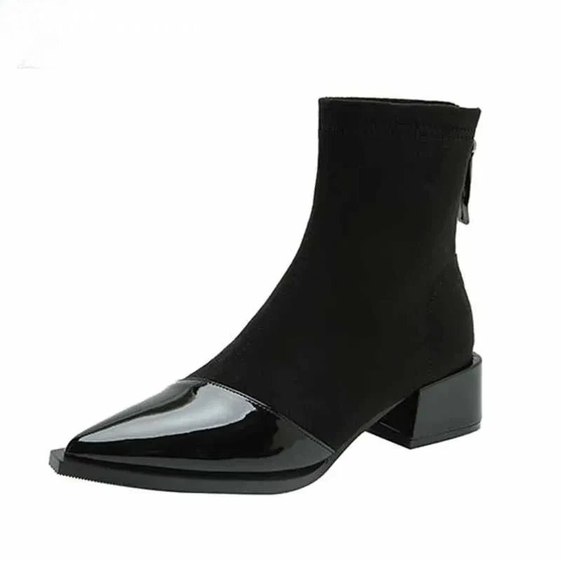 Botas de Camurça Femininas Chelsea com Salto Quadrado