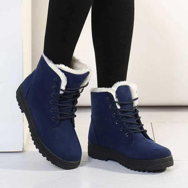 Botas de Inverno Femininas com Pelúcia e Estilo Elegante