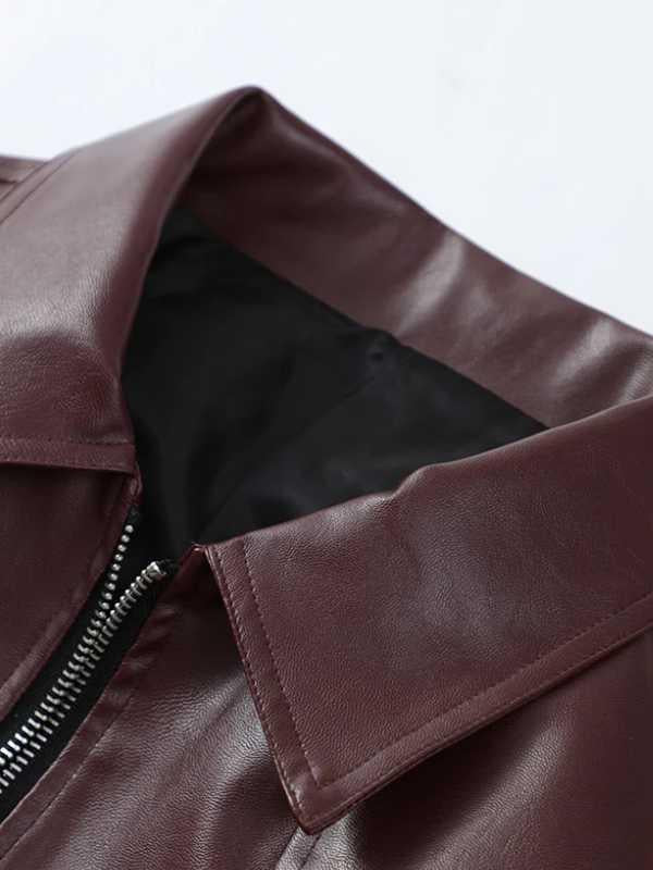 Jaqueta Feminina de Couro PU Elegante para Outono 2024