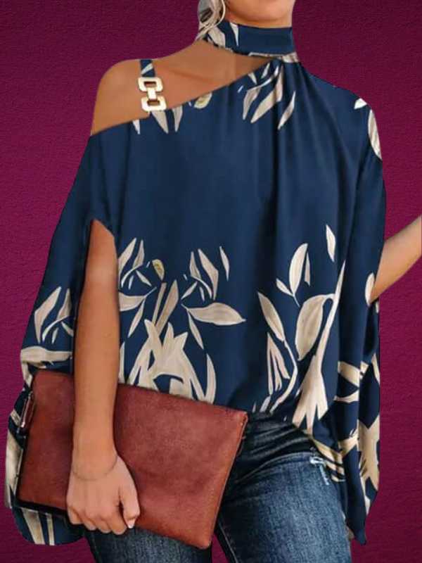 Blusa Feminina Gola Alta e Ombro Aberto - Brenda