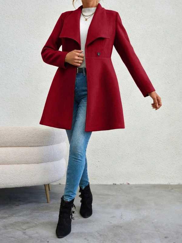 Casaco Feminino Elegância Inverno Vermelho