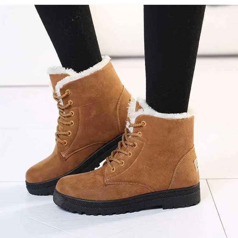 Botas de Inverno Femininas com Pelúcia e Estilo Elegante