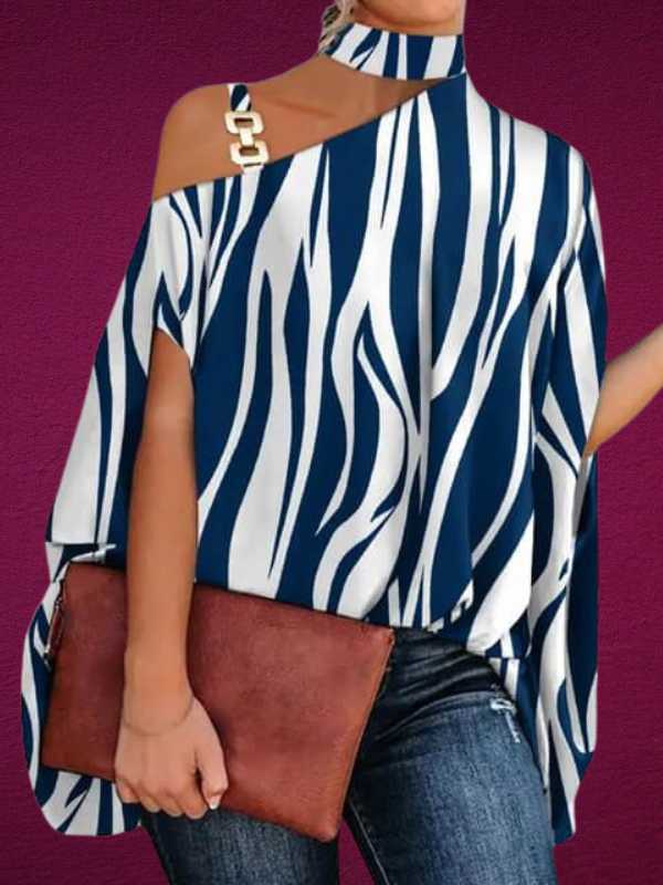 Blusa Feminina Gola Alta e Ombro Aberto - Brenda