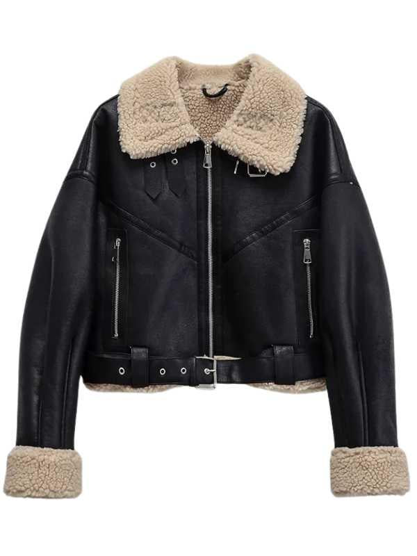 Jaqueta Curta de Pele Noir Elegance