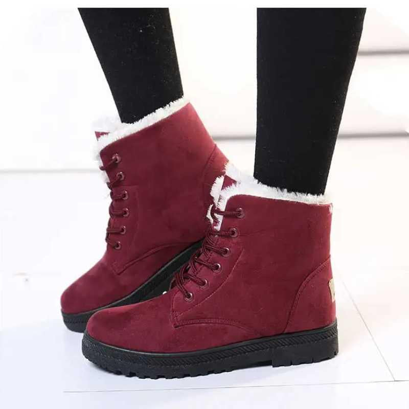 Botas de Inverno Femininas com Pelúcia e Estilo Elegante