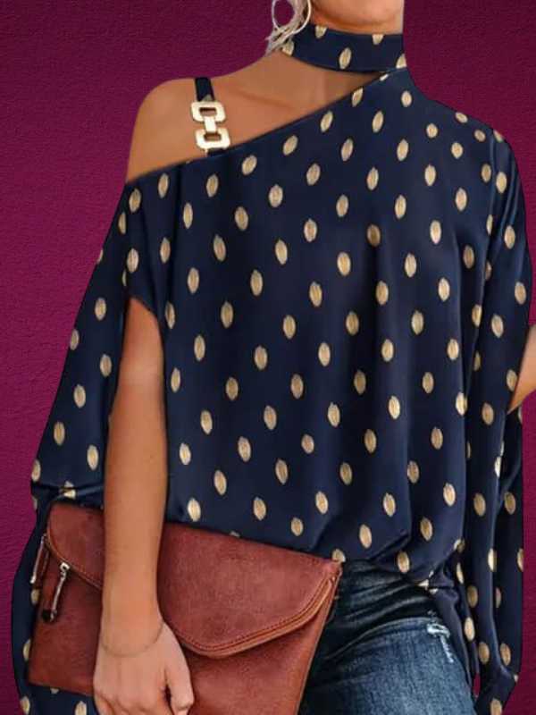 Blusa Feminina Gola Alta e Ombro Aberto - Brenda