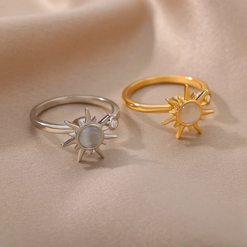 Anel Feminino Sol Brilhante Luxuoso