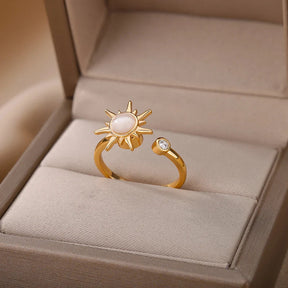 Anel Feminino Sol Brilhante Luxuoso