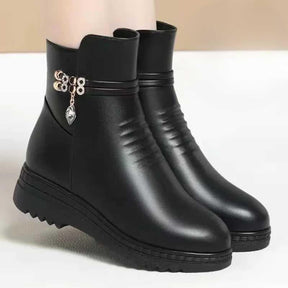 Botas Femininas de Couro com Forro de Lã - Elegância e Conforto