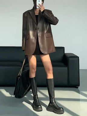 Jaqueta Feminina de Couro PU Preto - Estilo e Sofisticação