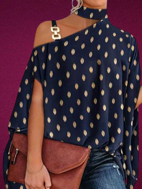 Blusa Feminina Gola Alta e Ombro Aberto - Brenda