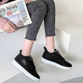 Botas de Neve Femininas em Couro PU com Forro de Pelúcia