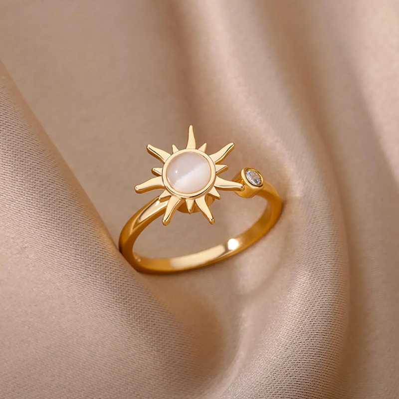 Anel Feminino Sol Brilhante Luxuoso