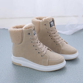 Plataforma sapatos femininos de inverno tênis de pele quente de pelúcia senhora sapatos casuais rendas moda mulher chunky tênis tenis femme