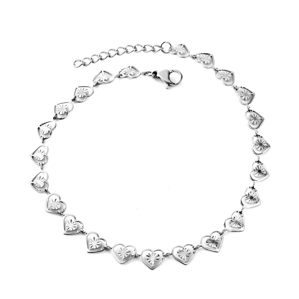 Pulseira Feminina Coração Dourado Clássica